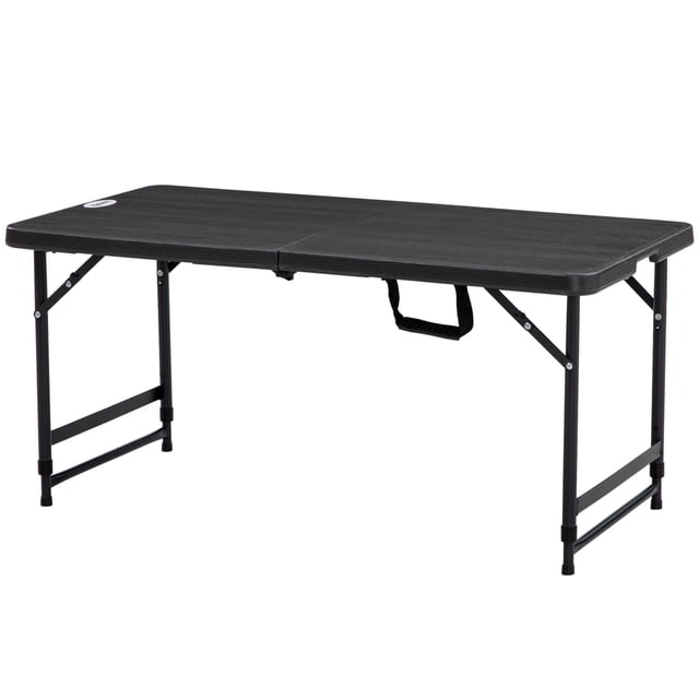 Foldable Patio Dining Table for 4, Height Adjustable Outdoor Table for Garden Lawn Backyard, Dark Grey