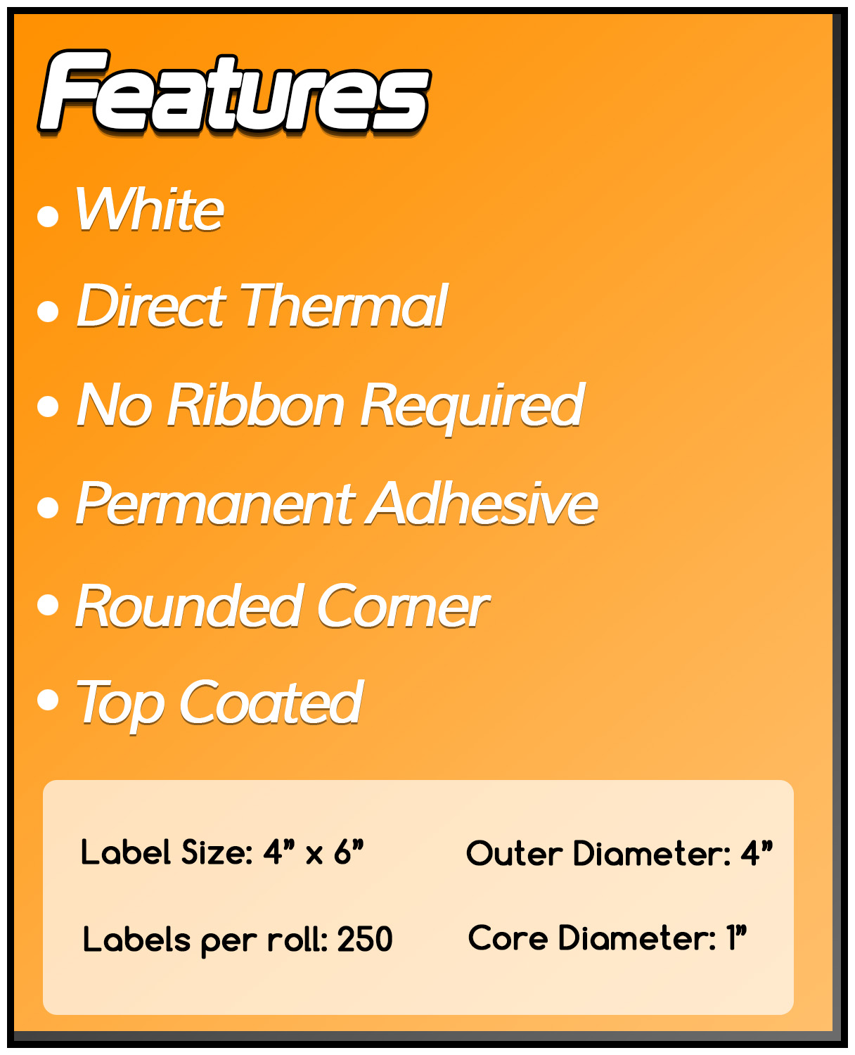 OfficeSmartLabels 4" x 6" Direct Thermal Labels (1 Roll, 250 Labels Per Roll, 1 Inch Core, White)