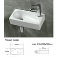 thumbnail image 4 of FELICON Bathroom Corner Sink, 18”x10" Small Ceramic Hand Wash Basin Sink Wall Mount Bathroom Cloakroom Right Hand 410*200*100mm (16.1*7.8*3.9 in), 4 of 11