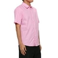 thumbnail image 4 of Unique Bargains Men's Button Down Short Sleeves Cotton Polka Dots Shirt L (US 42) Pink, 4 of 7