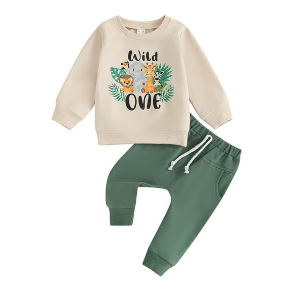 Bagilaanoe 2Pcs Newborn Baby Girl Boy Birthday Clothes Letter Print Long Sleeve Sweatshirt Tops Sweatpants 6M 12M 18M Infant Casual Sweatsuits Pants Set