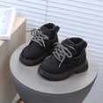 thumbnail image 5 of Babcutegg Toddler Girls Ankle Leather Boots Lace Up Low Heel Non Slip Shoes Fall Winter Fashion Martin Boots Black Size 10 Toddler, 5 of 8