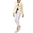 thumbnail image 6 of MODA NOVA Juniors Winter Worsted Notched Lapel Double Breasted Short Peacoat Beige L, 6 of 7