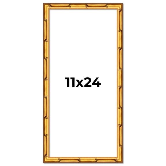 11x24 Frame Gold Bamboo Solid Wood Picture Frame | 0.75 Inch Moulding Width | Interior Frame Depth