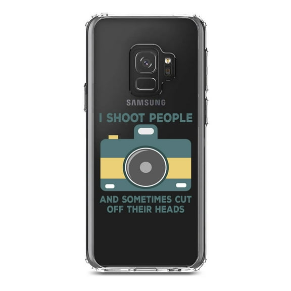 DistinctInk Clear Shockproof Hybrid Case for Samsung Galaxy S9 (5.8" Screen) - TPU Bumper Acrylic Back Tempered Glass Screen Protector - I Shoot People - Photography
