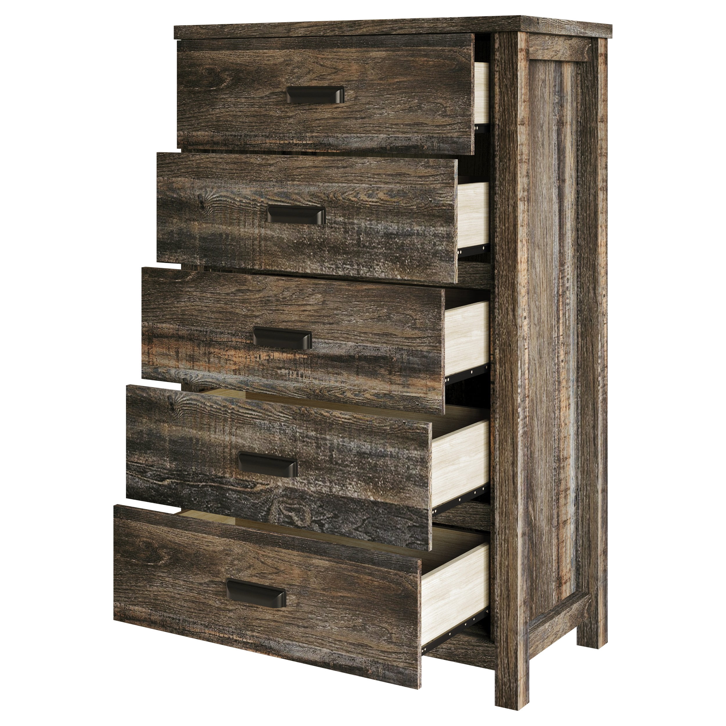 Home Design Racine 5-Drawer Chest, Brown Oak, Wood, Classic Bedroom Storage