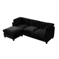 thumbnail image 6 of 96.5" Sectional Couch for Living Room, Upholstered Soft Chenille Fabric Sofa, 3-Seater with One Ottoman L Shape Sofa (Black), 6 of 11