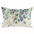 thumbnail image 2 of Blue Teal Botanical Throw Pillow Cover, Pillowcase Protectors with Zipper, Breathable Decorative Lumbar Pillow Case Cover, Weeping Fall Eucalyptus Leaves Rustic Pillow Shams for Couch Sofa 12x20Inch, 2 of 8