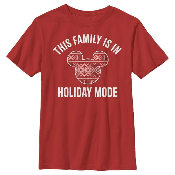 Boy's Mickey & Friends This Family Is In Vacation Mode Graphic Tee Red Large