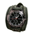 thumbnail image 1 of Qarigey Punk Vintage Wrist Watch Wide PU Numeral Cuff Roman Belt Strap  Leather Relojes Verde, 1 of 1