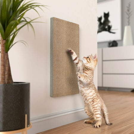 UPC: 0819767016045 | WAY BASICS Premium Wall Mount Scratch Pad Cat Scratcher with Silvervine Catnip – zBoard Lasts 2x Longer  London Grey