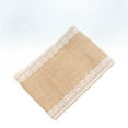 thumbnail image 3 of LABSERRON Jute Linen Lace Table Cloth 1Set Rectangular Light Brown for Wedding Table Decor Party Decoration Home Decor, 3 of 8