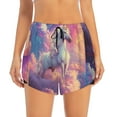 thumbnail image 4 of Lsque Colorful Cloud White Horse Printed Women's Running Shorts with Liner Pockets,Elastic Quick Dry Workout Athletic Gym Yoga Shorts,Womens High Waist Shorts-, 4 of 9