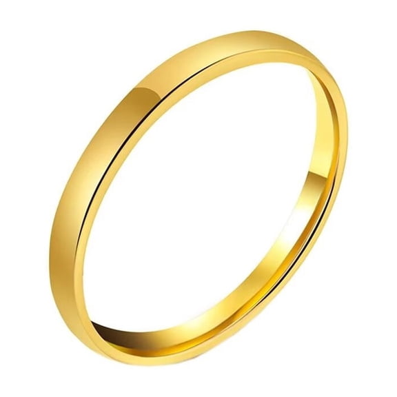 PAURO Unisex Stainless Steel Classic Curved Dome Band Rings Plain Glossy High Polished 2mm Gold Size 6