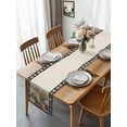 thumbnail image 4 of Burlap Table Runner 36 Inches Long, Retro Books Pencils Potted Plants Non-Slip Kitchen Table Runners for Dining Room Everyday Use Party Table Decorations Black Plaid on Linen, 4 of 9