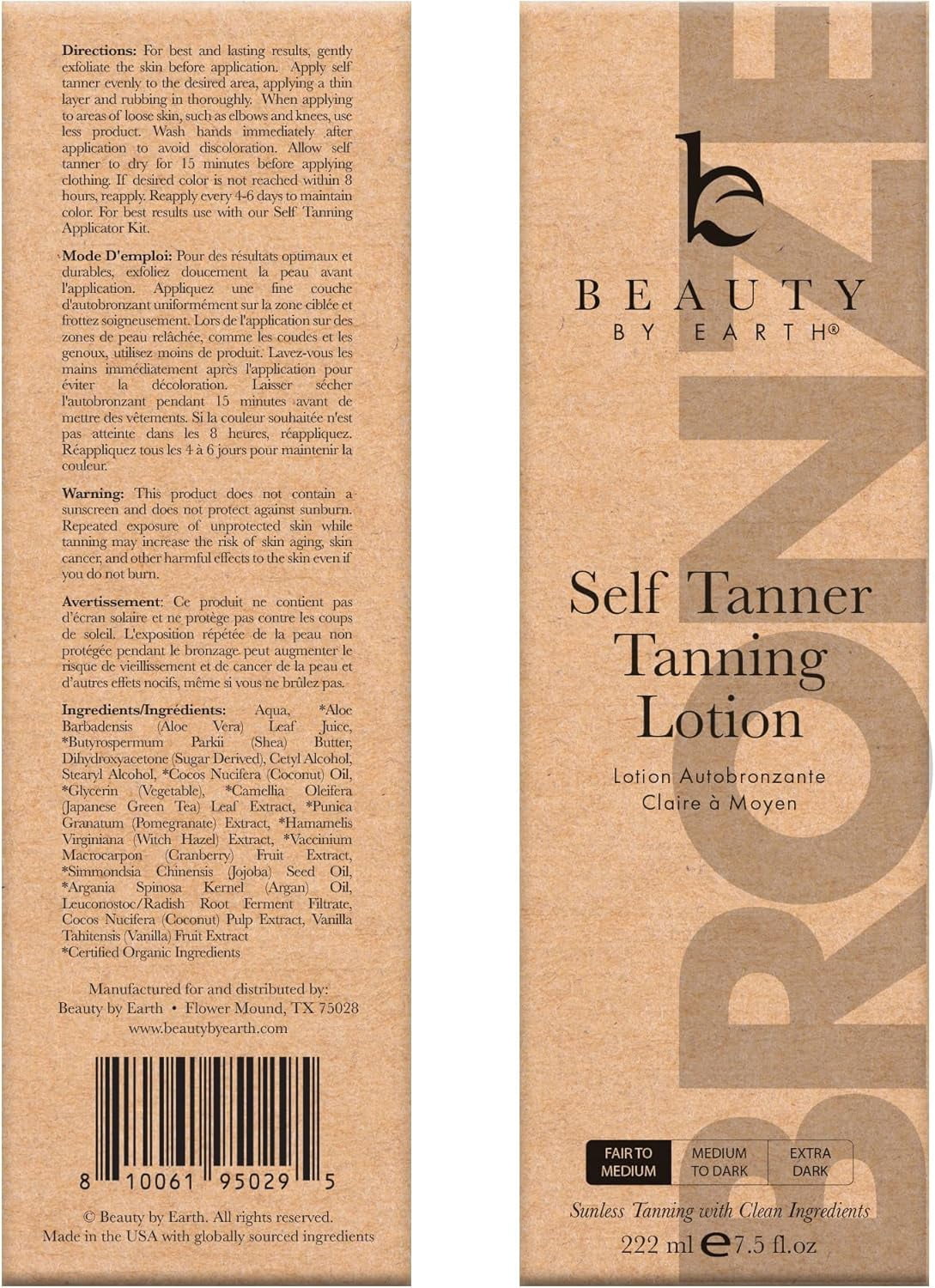 Self Tanner Lotion with Application Kit - USA Made Sunless Self Tanning Lotion with Organic Ingredients