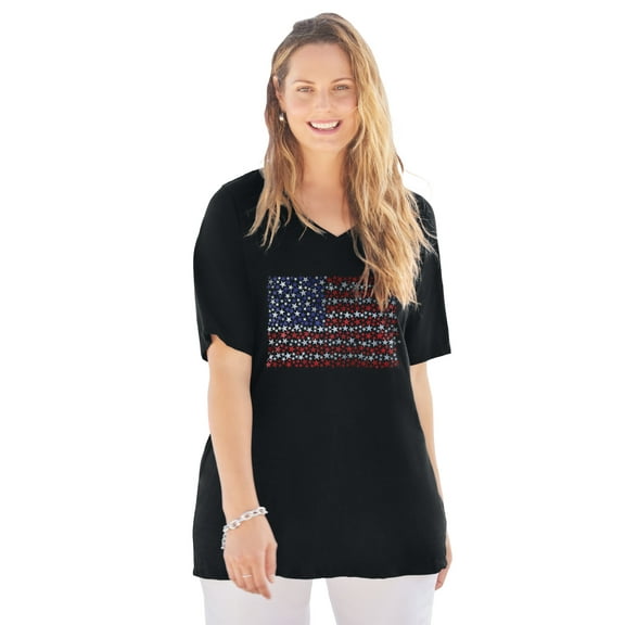 Catherines Women's Plus Size Petite Stars & Shine Tee