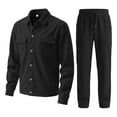 thumbnail image 4 of Men's 2 Piece Corduroy Shacket and Pants Outfits Long Sleeve Button Down Causal Fall Winter Work Jacket Tracksuit Overshirt Set, 4 of 5