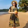 thumbnail image 4 of Easygdp Realistic Style Forest Dinosaur para Vestido Transpirable de Mujer, Vestido Suelto de Manga Corta con Pliegues y Bolsillos para el Verano, 4 of 6