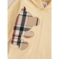 thumbnail image 5 of Newborn Baby Boys Clothes 3 Months Boys Pant Set Newborn Boys Long Sleeve Hooded Romper Top Plaid Overall Pants 2PCS Outfits Set Khaki, 5 of 10