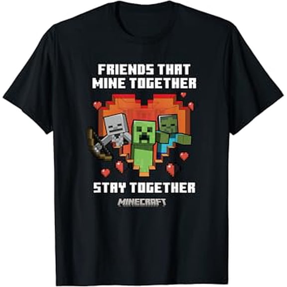 Hot Trending T-Shirt With Minecrt Valentine'S Day Friends That Mine Together Mobs T-Shirt Design Preview Only