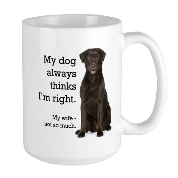 CafePress - Chocolate Lab V. Wife Stainless Steel Travel Mugs - 15 oz Ceramic Large Mug