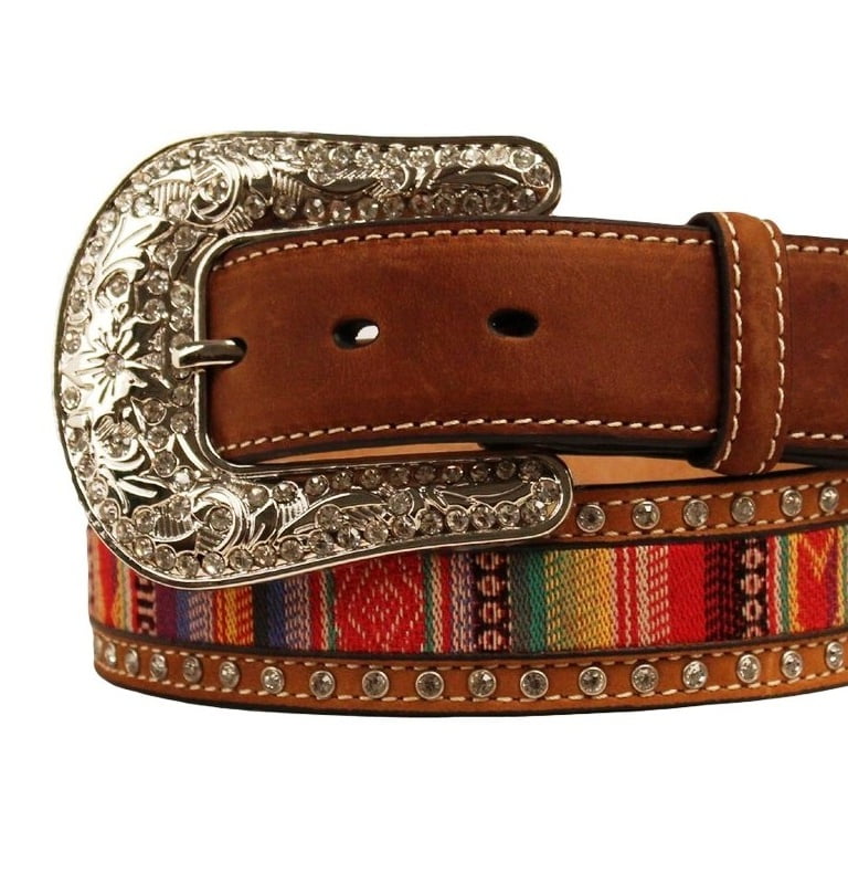 Nocona Nocona Western Belt Womens Inlay Ribbon Brads Medium Brown