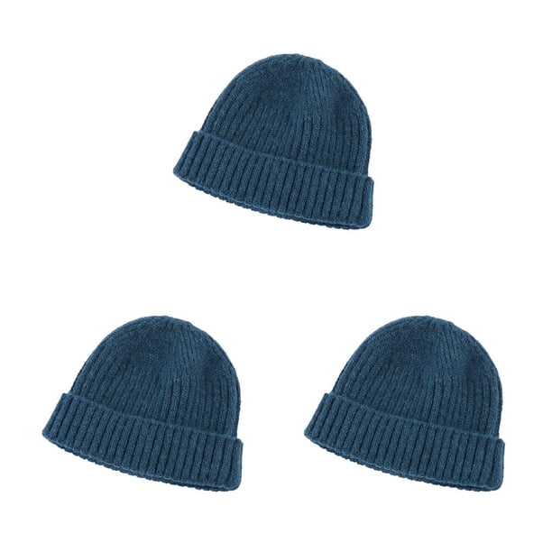 Minnieouse Gorros Gorros de punto de invierno Lana Lindo Cuff Hat Pullover Hip Hop Ropa fría a prueba de viento Regalos para esquiar azul Type1 NO1