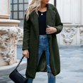 thumbnail image 2 of Xyxonk Sherpa Fleece Jacket Women Long - Lapel Collar Open Front Jackets Winter Lightweight Long Sleeves Outwear,Army Green S, 2 of 8