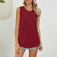 thumbnail image 4 of purcolt Womens Chiffon Tank Top Pleated Sleeveless Crew Neck Flowy Shirt Dressy Casual Loose Fit Tunic Blouse Summer Beach Tops, 4 of 5