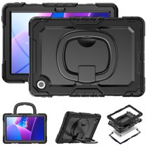 For Lenovo Tab TB-311XU/K10C TB-311FU Case 10.1 inch, 360 Rotating Shockproof Cover with Stand, Handle, Shoulder Strap, Black