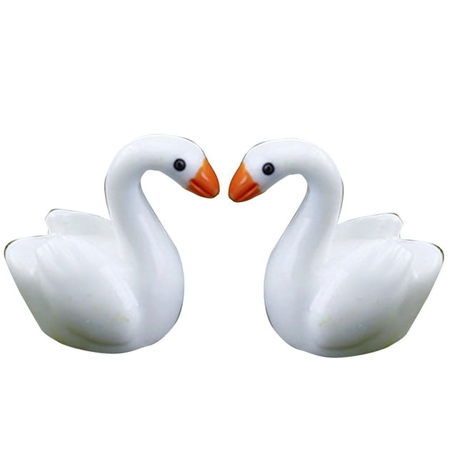 Billuyoard Cisne blanco decoración en miniatura del hogar modelo Animal estatuilla escritorio estantería DIY Decoración del hogar blanco 2*2.5 cm