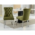 thumbnail image 4 of ODUSE-DAILY Velvet Dining Chairs Set of 2, Green Kitchen & Dining Room Chairs, Nailheads Tufted, Sillas De Comedor, Fabric Upholstered, Silver Chrome Metal Legs (Olive, 2 Pcs), 4 of 12
