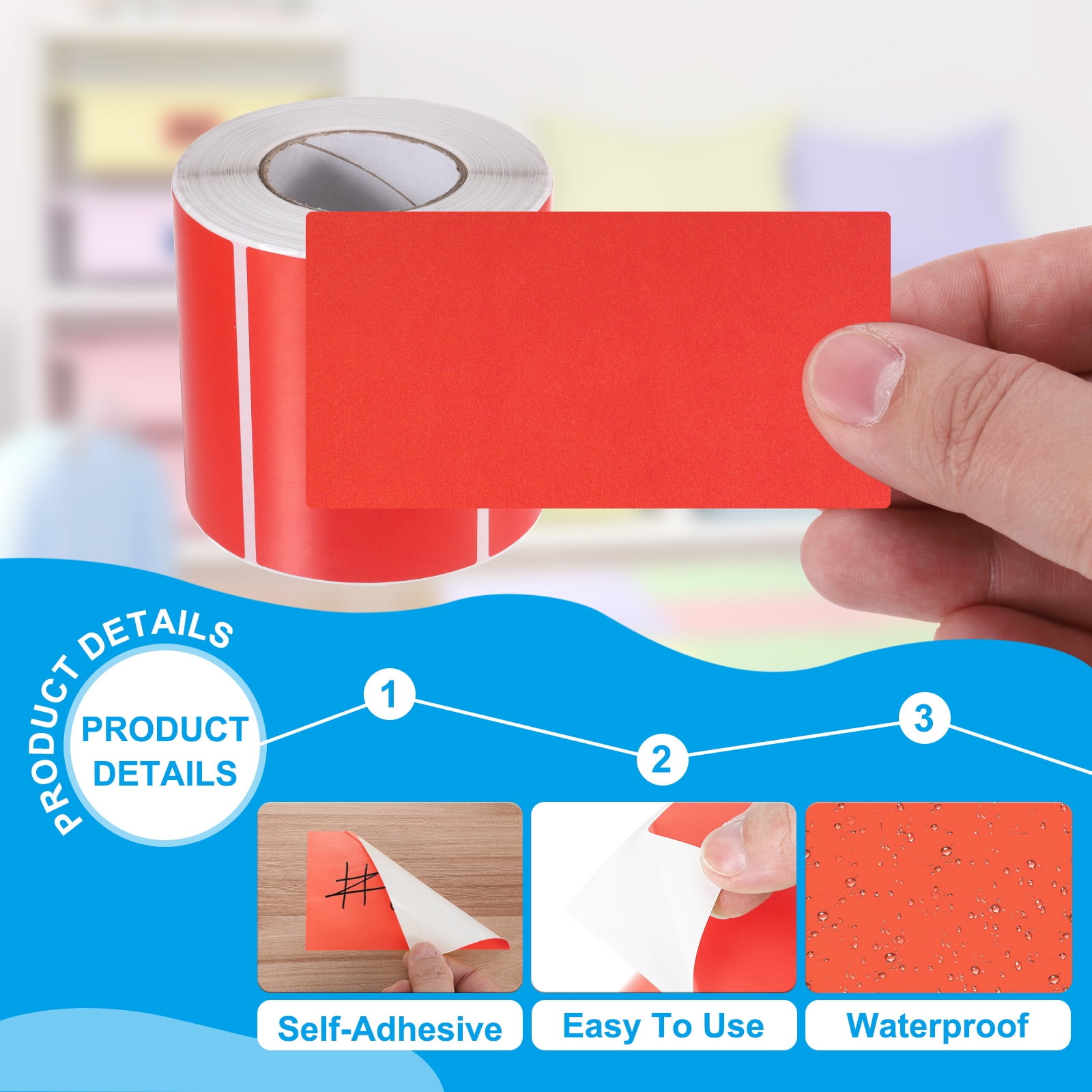 Uxcell Rectangular Color Coding Labels, 500 Pcs 3 x 2 Inch Rectangle Labels Sticker Self-Adhesive Name Tags, Red