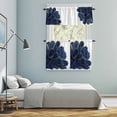 thumbnail image 6 of Blue Gold Flower Kitchen Curtains Valances and Tiers Set of 3 Deep Blue Gradient Vintage Abstract Line Tier Curtains and Valance with Rod Pocket for Small Windows, 27.5"x36", 6 of 9