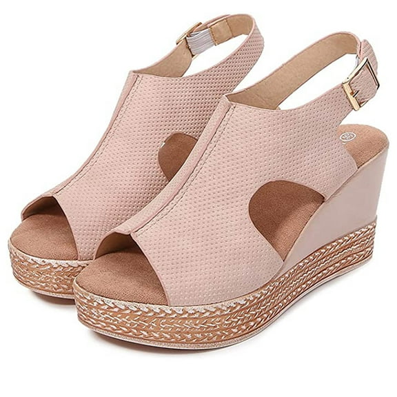 ClodeEU Women Platformthick Bottom Fish Mouth Strap Sandals Slope Heel Casual Shoes