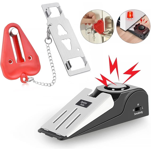 Portable Door Lock & Door Stop Alarm,Dual Protection Security Door Kit,Door Security Devices Pocket Door Stopper Self Defensey Tools for Hotel Travel Home Apartment House Airbnb
