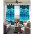 thumbnail image 3 of Coastal Blue Wave Blackout Curtains for Bedroom - 84 Inch Long Light Blocking 2 Panels Set, Summer Ocean Beach Modern Sea Gradient Thermal Insulated Living Room Drapes Grommet Window Curtains 52"x84", 3 of 8