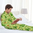 thumbnail image 6 of Salouo Green Avocado Print Button-Front Long Sleeve Pajama Set for Men, Soft 2Pjs Men's Long Sleeve Sleepwear-Large, 6 of 7
