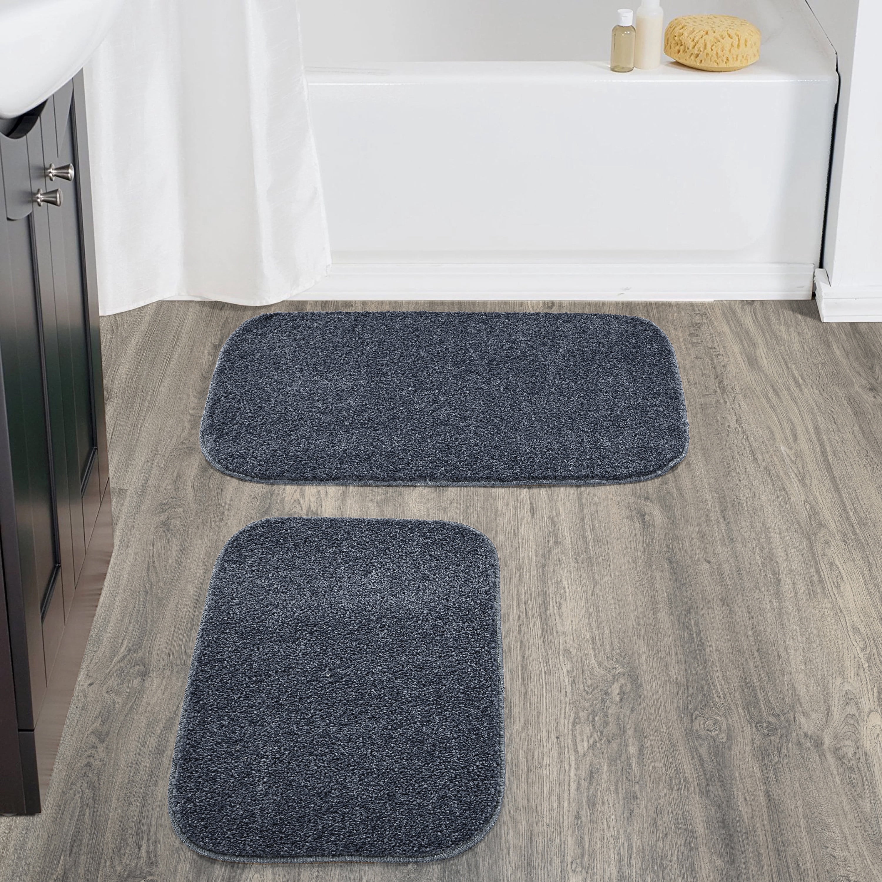 Garland Rug Gramercy Washable Bath Rug Set, 2 Piece (20"x34" & 17"x24") Slate Blue