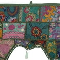 thumbnail image 4 of Stylo Culture Indian Cotton Swag Curtain Large Door Valance For Kids Bedroom Dark Green Vintage Embroidered Patchwork Floral Scarf Curtain Topper Home Decor Window Hanging Toran Gate | 45 x 41 Inches, 4 of 4