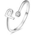 thumbnail image 1 of HAHDAXIA Bague Mi-Doigt Ouverte Ajustable Plaquée Argent Initiale 26 Alphabet Délicate Incrustée de Cristal Bijoux, 1 of 7
