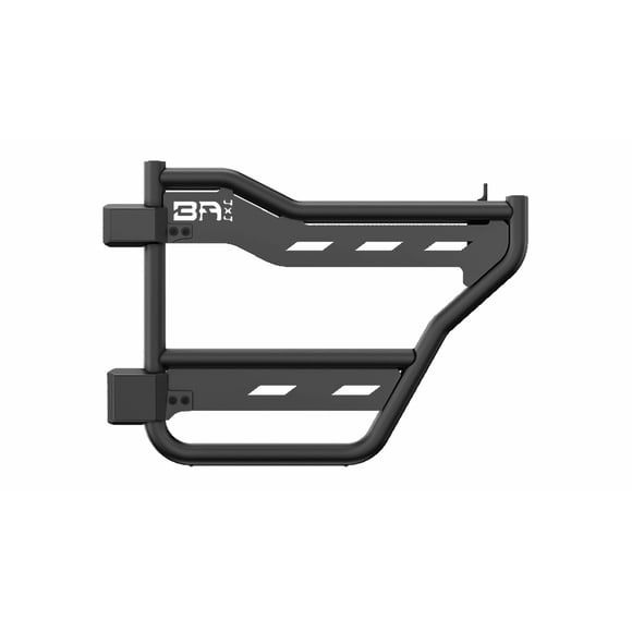 Body Armor Door FB-6155 Lower Half; Internal Latch; Powder Coat; Black; Nylon Webbing With 3/4 Inch Steel Tube; Set Of 2