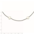 thumbnail image 6 of 925 Sterling Silver Rhodium-plated and Freshwater Cultured Pearl with mirror Beads Necklace 30 Inch, 6 of 7
