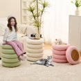 thumbnail image 6 of Mxfurhawa Round Storage Ottoman - Modern Sherpa Footstool with Flip-Top Tray, Teddy Vanity Stool, Upholstered Footrest for Living Room & Bedroom Decor (Green Small), 6 of 6