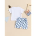 thumbnail image 6 of 2Pcs Baby Boy Summer Outfits Short Sleeve T-Shirt + Pocket Checkerboard Shorts Set Toddler Clothes, 6 of 10