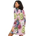 thumbnail image 2 of FORMRS Womens Long Sleeve Nightgowns Crew Neck Sleep Shirt Soft Pajamas Sizes S-3XL, Pink Blueberries, 2 of 8
