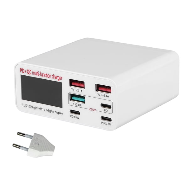 La Estación Rápida Del Cargador USB 6 Vira Hacia Atrás El Control 3.0 Exhibición LCD Digitaces 65W/30W/20W