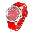 thumbnail image 1 of SA106 Womens Qulit Silicone Round Rhinestone Analog Wrist Watch Red Silver, 1 of 4