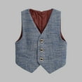 thumbnail image 2 of zbxnLI Boys Suit Vest Plaid V Neck Button Formal Vest Coat Outerwear for Wedding Party Evening Party, 2 of 3